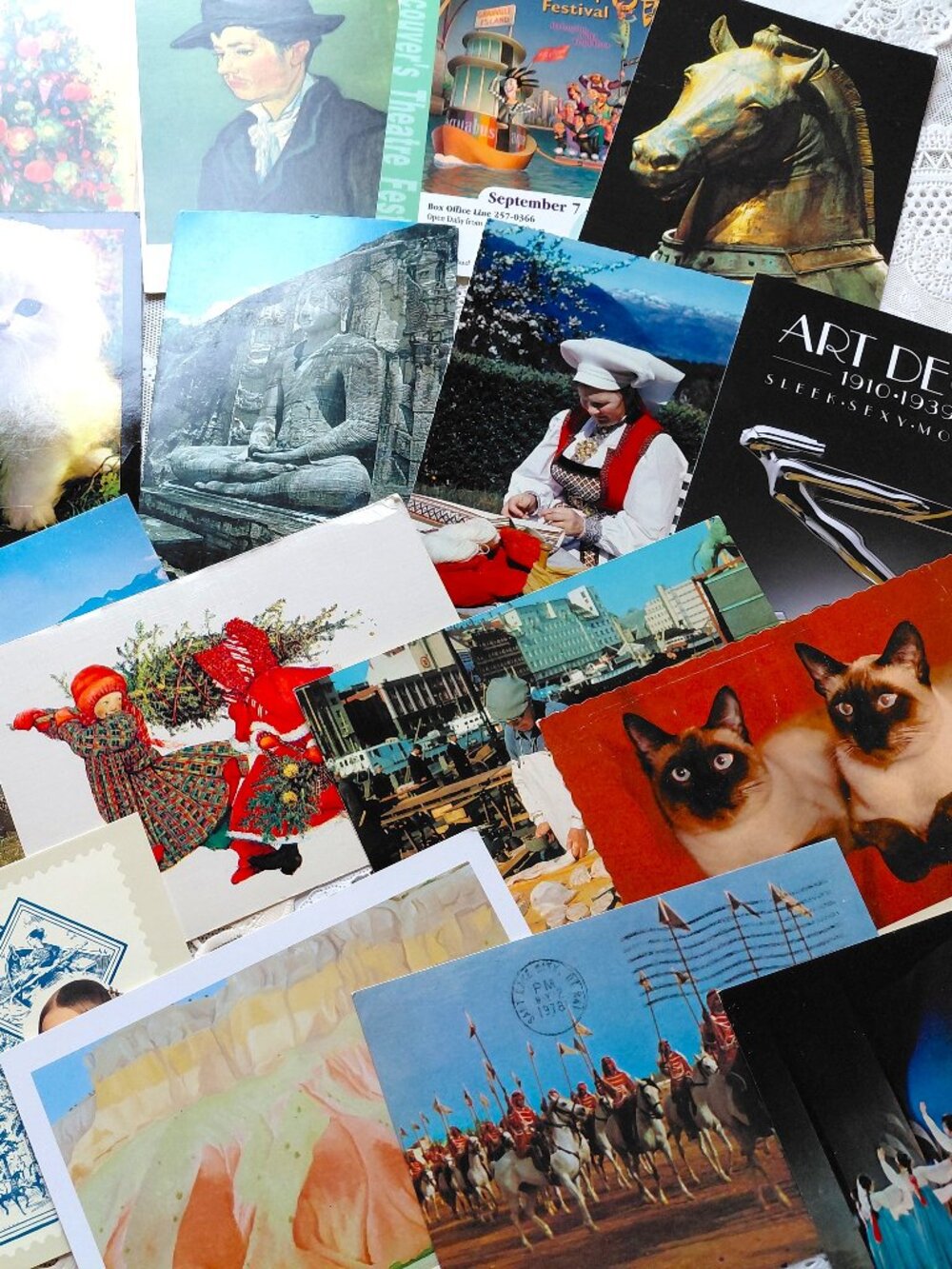 50 Colorful Chrome Postcards Random Mixed lot for Crafts Junk Journal Ephemera